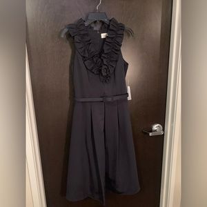 Brand New With Tags Eliza J Navy Ruffle Collar V Neck Dress Size 8